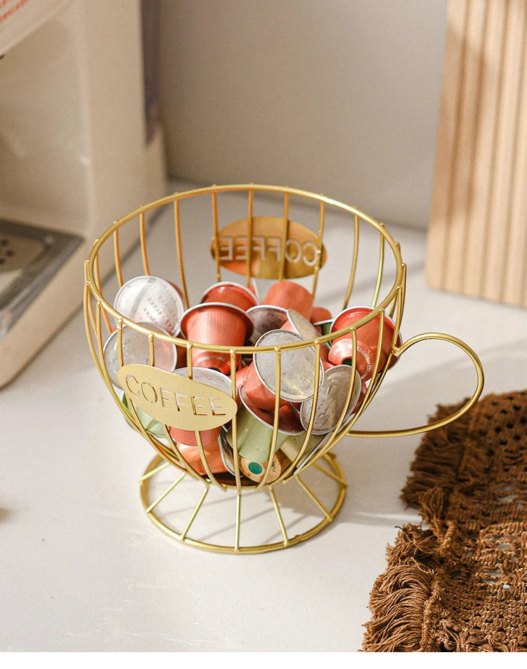 Metal Coffee Capsule Holder Large Capacity Cup Coffee Pod Organizer for Coffee Shop Bar Display Kitchen Storage Accessories