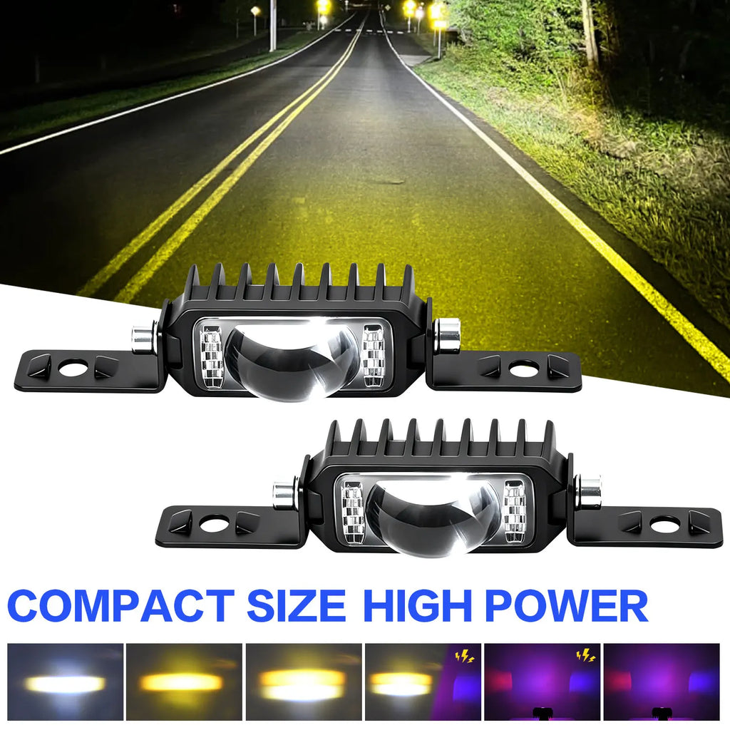 2/4 LED Motorcyle Car Grille Spotlight Projector Len Light  Driving Light, Truck Off-road Vehicle High Brightness  Driving Light