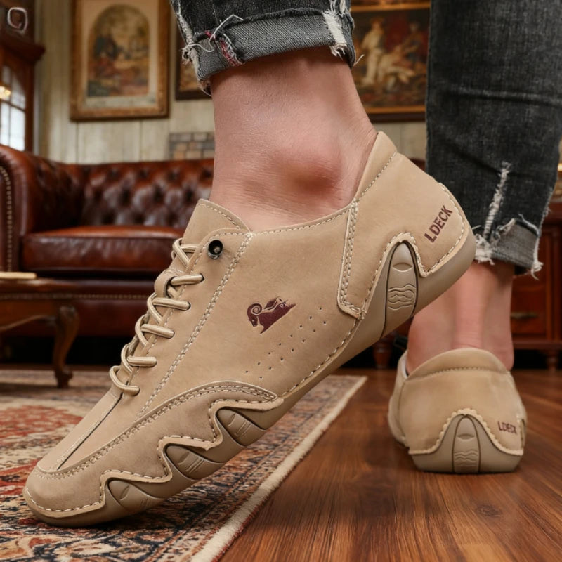 Men's Suede Leather Casual ShoesLace Up Driving Shoe Comfortable Lightweight Loafers for Daily Wear Outdoor Activities Man Shoes