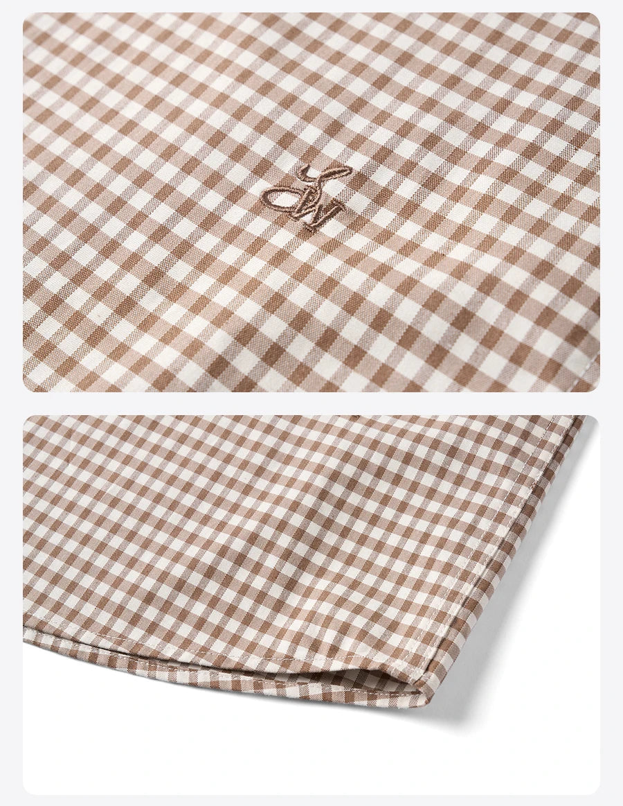 SIMWOOD 2026 Spring New Oversize 170gsm Liquid Ammonia Finish Fabric Shirts Men Checked Plaid Casual Shirts