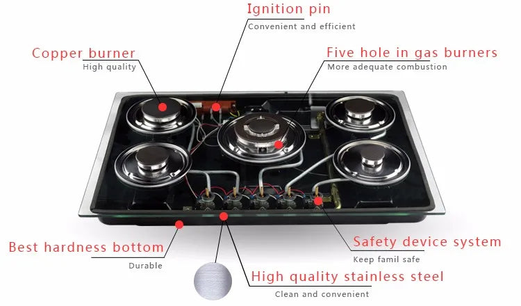 Gas Hob 5 burner Kitchen Appliances Gas Hobs