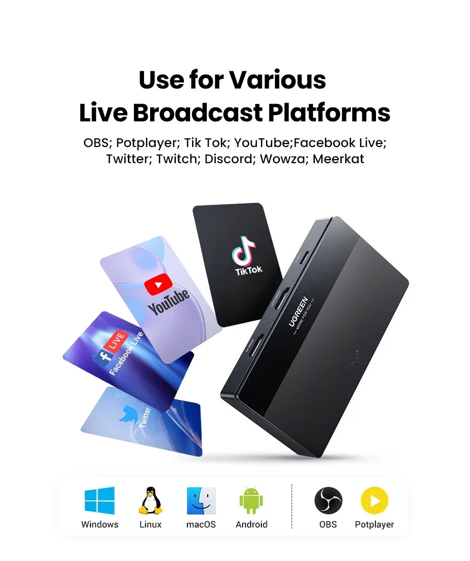 UGREEN CM630 Video Capture Card 4K/60Hz HDMI To USB-C HDMI Video Grabber Box for PC Computer Camera Live Stream Record Meeting
