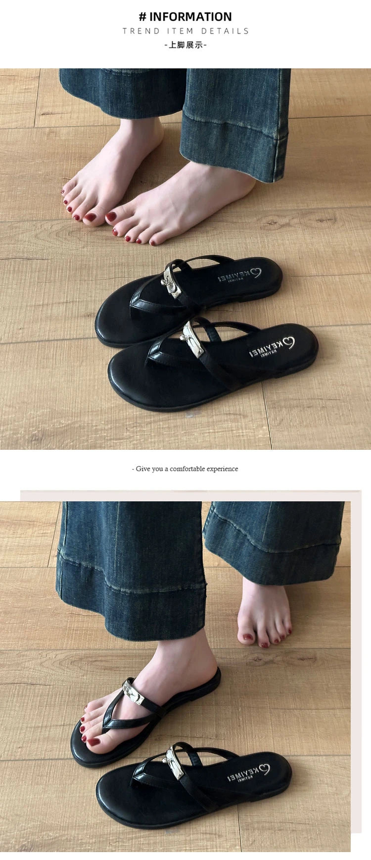 2026 New Fashion Casual Slip-On Flat Bottom Sandals with Lock Buckle for Beach Vacation Women Breathable Comfortable PU Leather