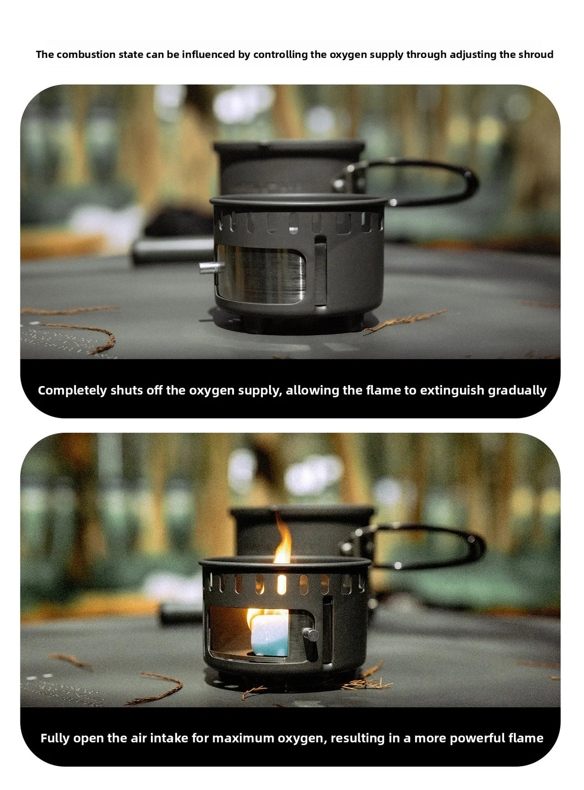 MOUNTAINHIKER Camping Cookware Set, Ultralight Portable Alcohol Stove Set with Pot, Windproof Integrated Cooking Kit for Hiking