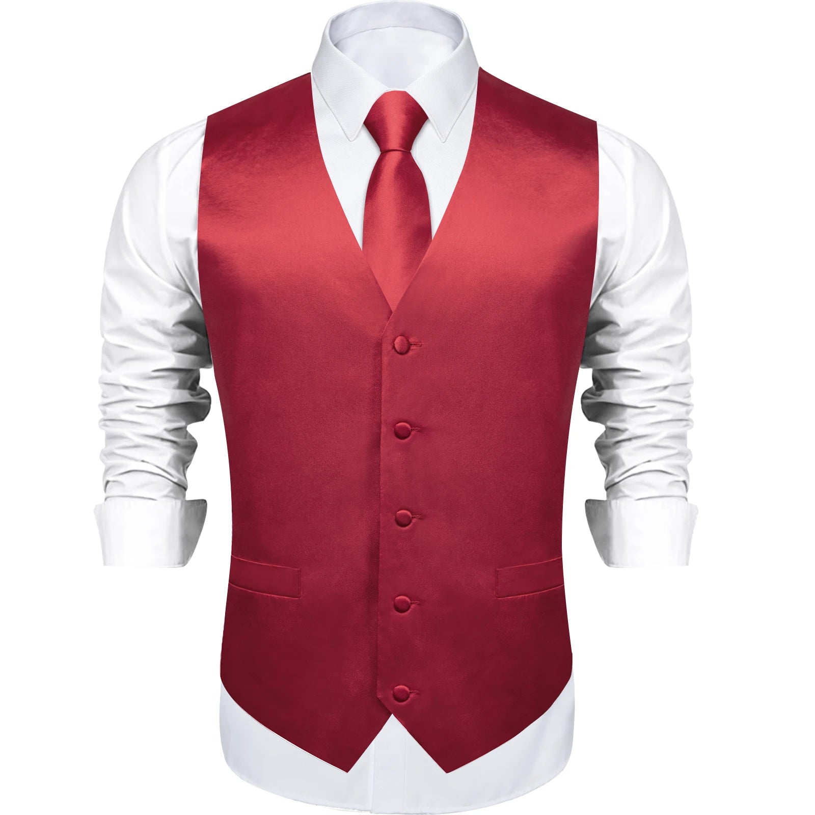 Satin Men's Solid Blue Suit Vest with Tie Handkerchief Cufflinks Business Formal Waistcoat Wedding Prom Men Sleeveless Jacket