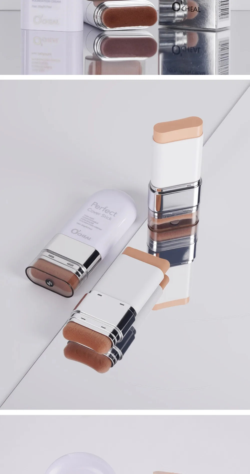 Thin and Comfortable Perfect Cover Stick Waterproof Long-lasting Concealer Foundation Stick with Brush Instant Natural
