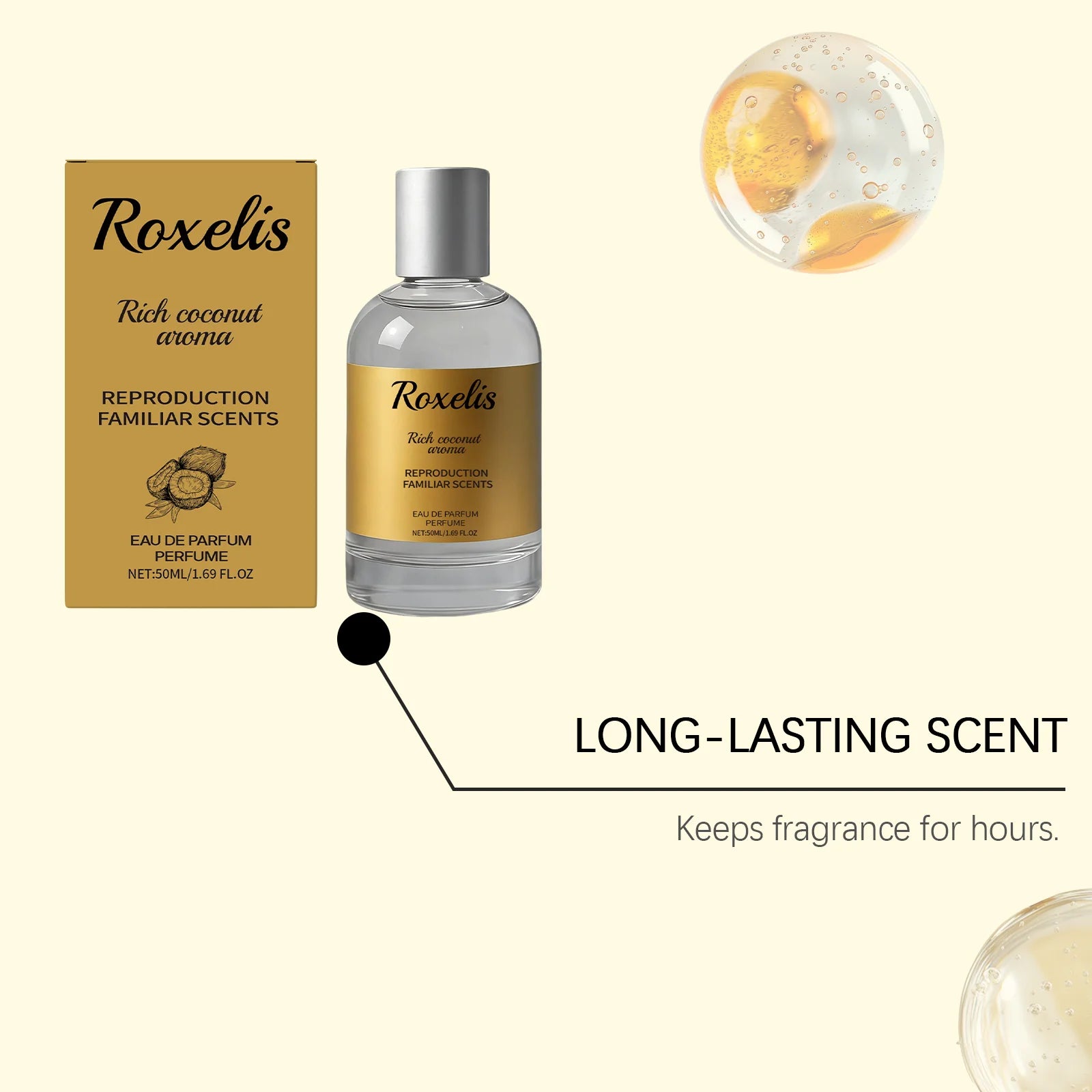 ROXELIS 50ml Fragrance Spray for Women Elegant Sweet Natural Scent Long Lasting Fragrance Portable for Daily Commute Dating