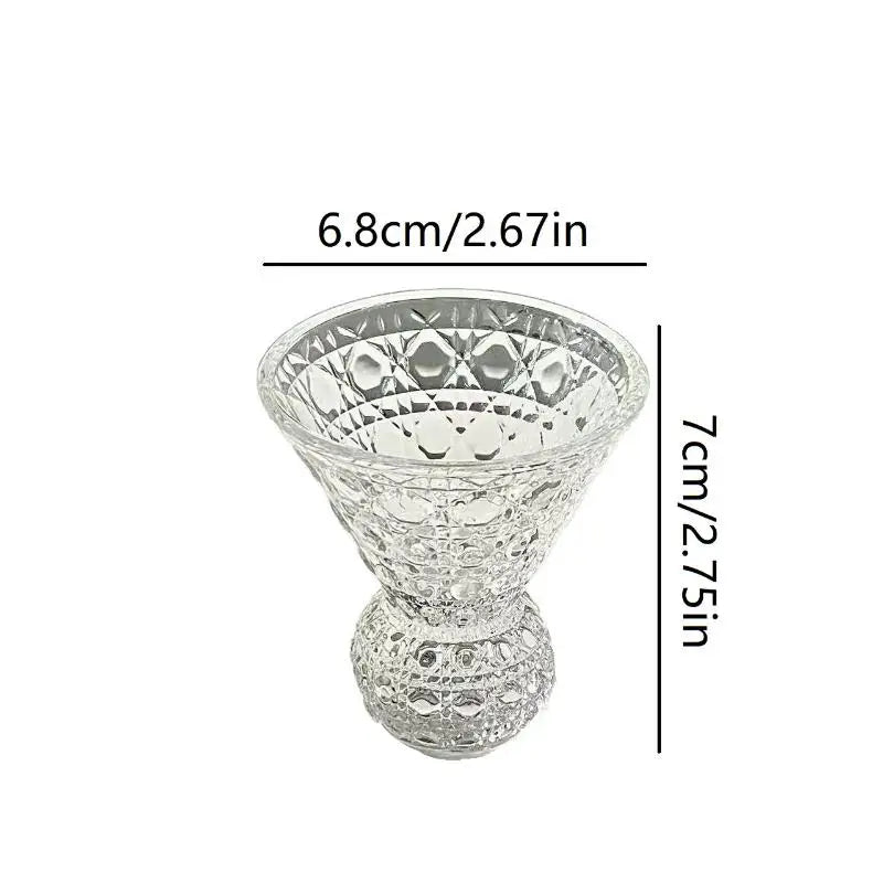 Retro Gem Pattern High Stem Glass Cup Nordic Pure Color Universal Drinkware For Ice Coffee Juice Bubble Water