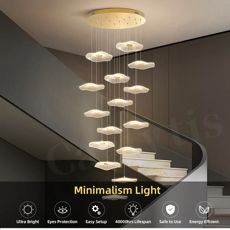 Modern LED Stair Chandeliers For Living Room Dining Room Pendant Lights Home Decoration Indoor Lamps  Hanging Lighting Fixtures