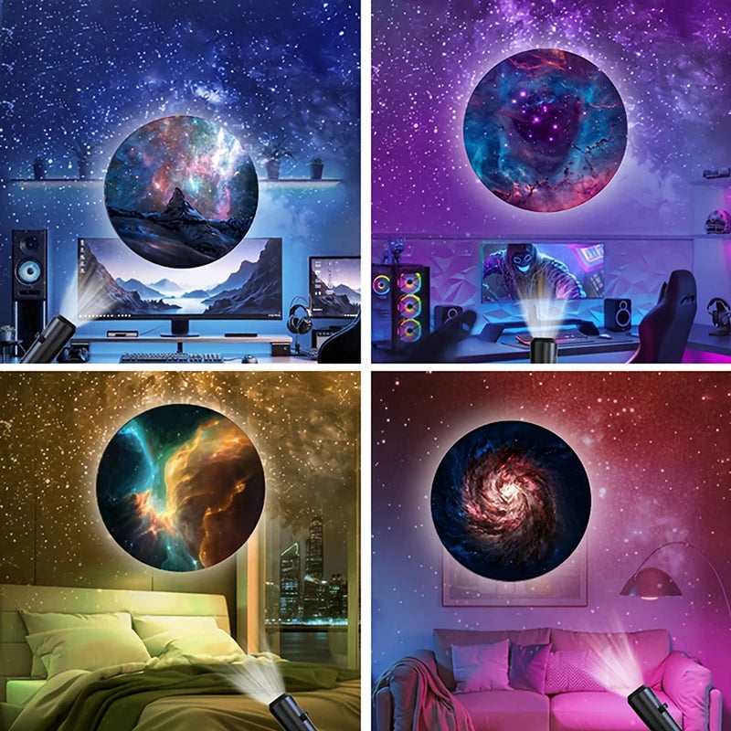 LED Galaxy Projection Light 1 Light+10 Pictures Change, LED Galaxy Projector, Starry Sky Lighting Night Light