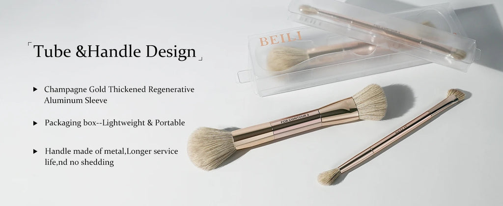 Makeup Brush Set Double-Sided Makeup Brushes for Foundation Contour Blush Blending Eyebrow and Eye Shadow Fiber Bright Cyan
