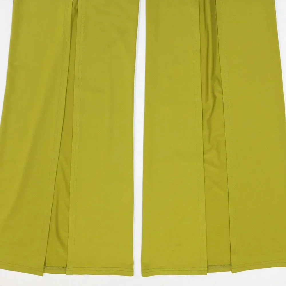 Women's Set Short Sleeve Slash Neck Ruched Tops and Wide Leg split Pants 2025 Street Two 2 Piece Sets Outfit Tracksuits