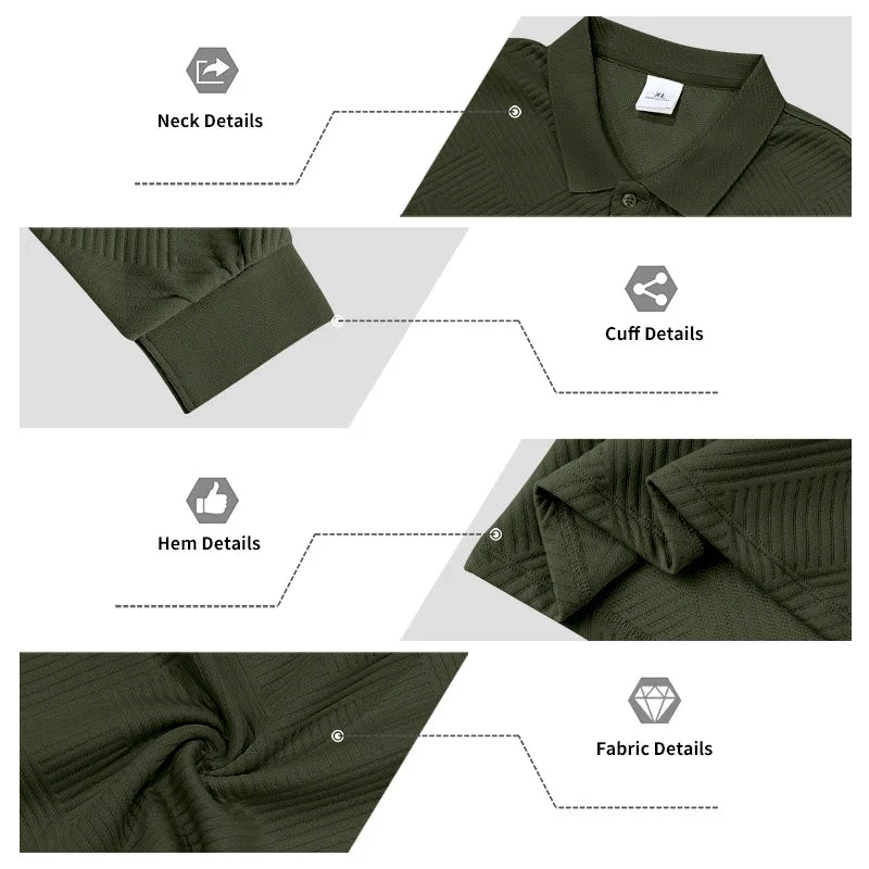 2025 spring and autumn men's light luxury casual simple lapel jacquard POLO button-down long-sleeved sweater