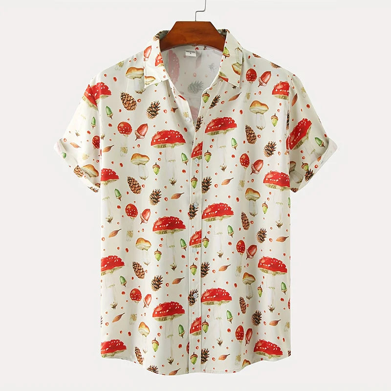 New 3D Dinosaur Printing Shirts for Men Plants Mushroom Graphic Shirts for Women Children Fashion Hawaiian Shorts & Blouses Tops
