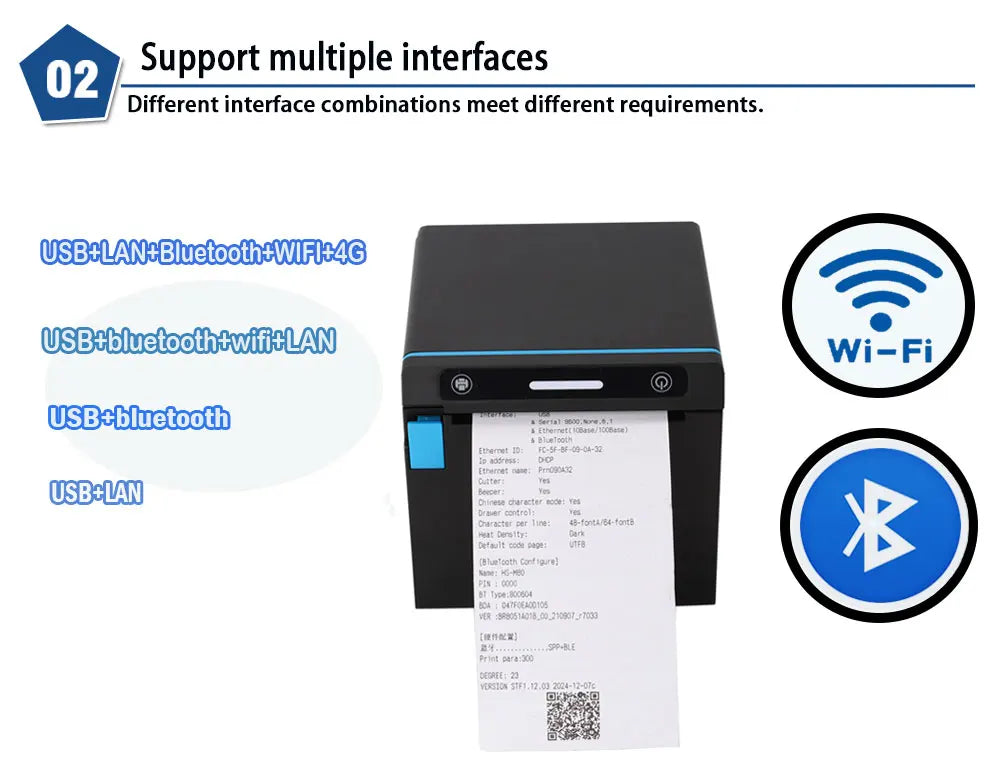 HSPOS 58/80mm Cloud Print Thermal Ticket Receipt Printer Supports ESC/POS Command Cloud Printing Only-HDF