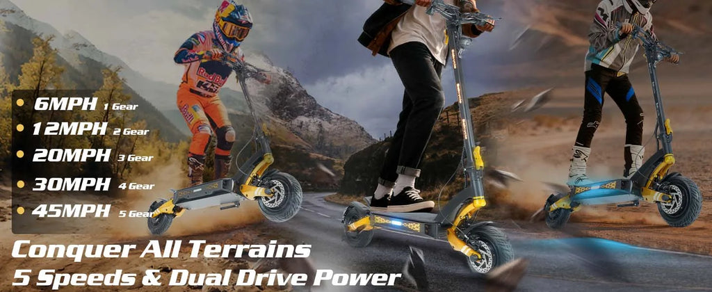Foldable Electric Scooter for Adults, Motor 3000W*2, 50V 23Ah Battery, Long Range 50-70 Miles, 10" Off-Road Tires, High Power Commuter Scooter