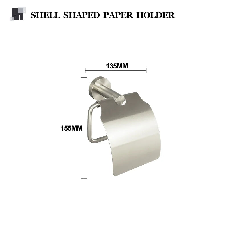 Brushed Nickel Wall Mount Stainless Steel Bathroom Hardware Set Towel Bar Towel Ring Paper Holder Robe Hook Bathroom Accessories