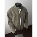 Spring Autumn New Fashion Men's Casual Trendy Solid Color Stand Collar Longs Leeve Solid Color Zipper Jacket Coat Streetwear