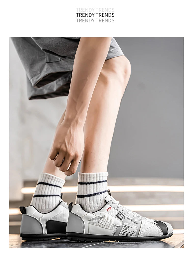 Men's Trendy Black and Gray Color-Blocked Mesh Breathable Casual Sports Shoes, Summer Thin Retro Forrest Gump Shoes, Lightweight Soft-Soled Shock-Absorbing Non-Slip Versatile Wear-Resistant Men's Shoes