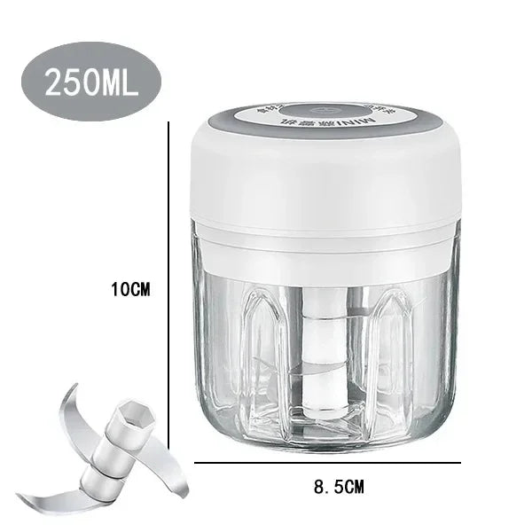 250/100ML Garlic Mincer USB Charging Powerful Mini Electric Garlic Chopper Portable Garlic Crusher Kitchen Food Chopper Unisex