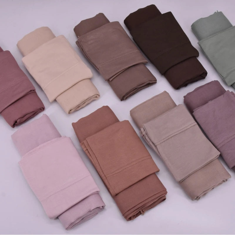84colors Modal Hijab with Modal Undercap Set Basic Stretchy Pullover Headscarf Thin Breathable Sunscreen Head Wrap Hijabs Scarf