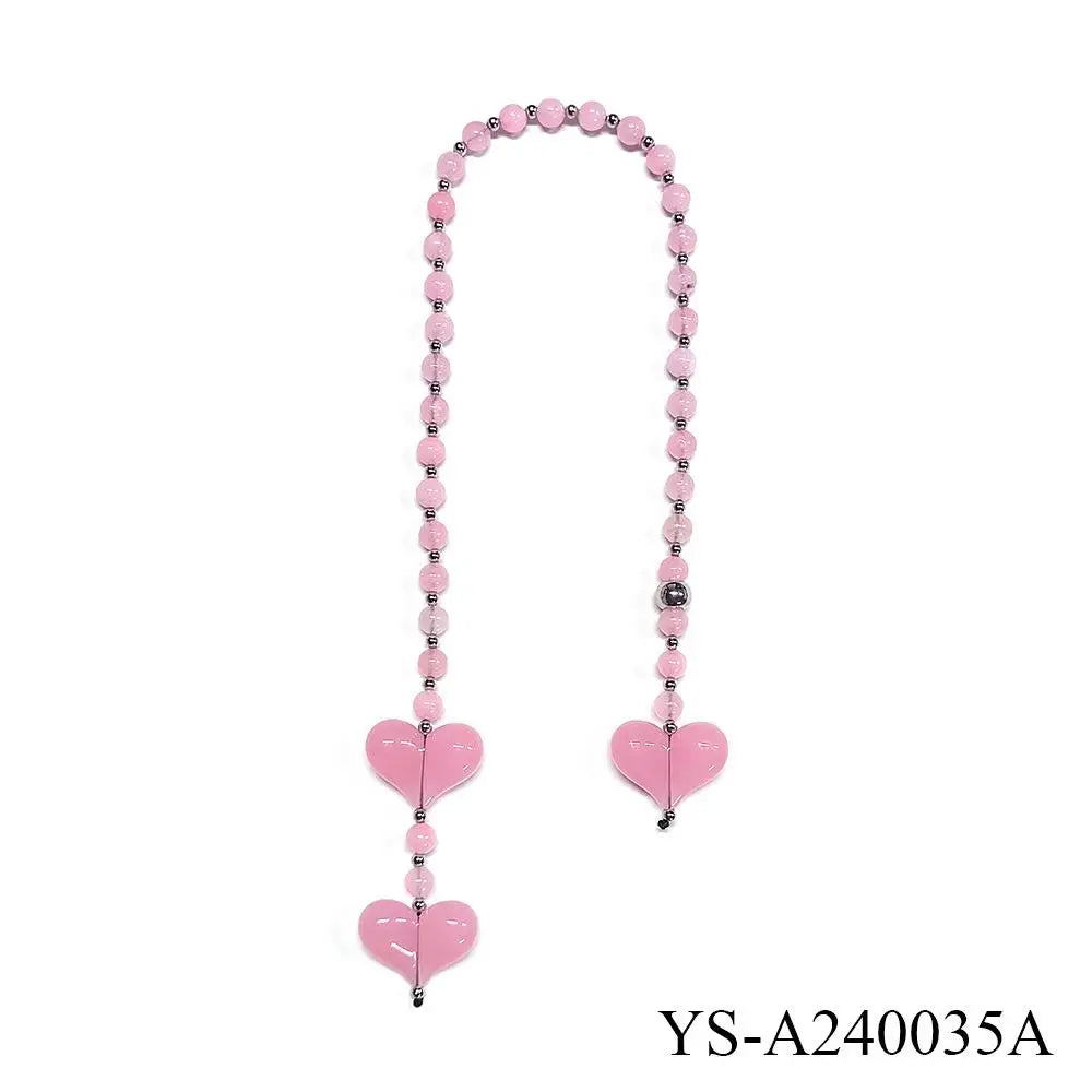 Y2k Love Bead Hanging Chain Bag Charm Women Accesories Red Love Heart Bags Charms Colorful Beads Chain Fashion Lady Jewelry