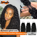 Curly Feather Crochet Human Hair Extensions Knotless Pre Separated Burmese Curly Crochet Extension With Special Curly Ends