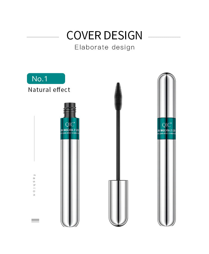 QIC Double Headed 4D Volume Black Mascara Lasting Waterproof Quick Dry Curling Lengthening Longer Eyelash Silk Extension Cream
