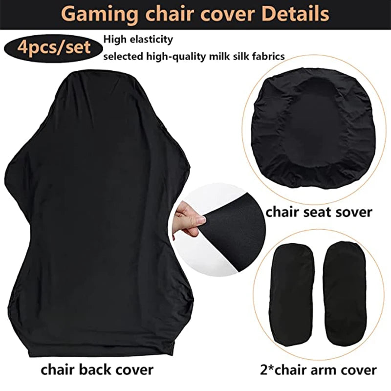Simple Home Gaming Chair Cover Universal Computer Game Competitive Chair Seat Backrest Armrest Elastic Swivel Chair Covers Home