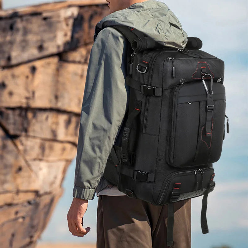 Multi Functional Expandable Travel Backpack Outdoor Hiking Backpack with Independent Shoe Compartment Large Capacity Luggage Bag