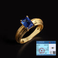Natural Blue Kyanite Gemstone Ring Vintage Design 18K Yellow 925 Silver Light Luxury fine Jewelry Gift for Women