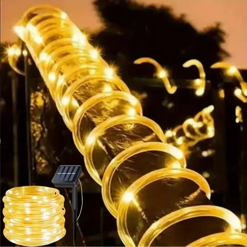 Solar String Tube Light PVC Soft Tube Outdoor Waterproof Copper Wire Light Courtyard Garden Decoration Atmosphere Flashing Light