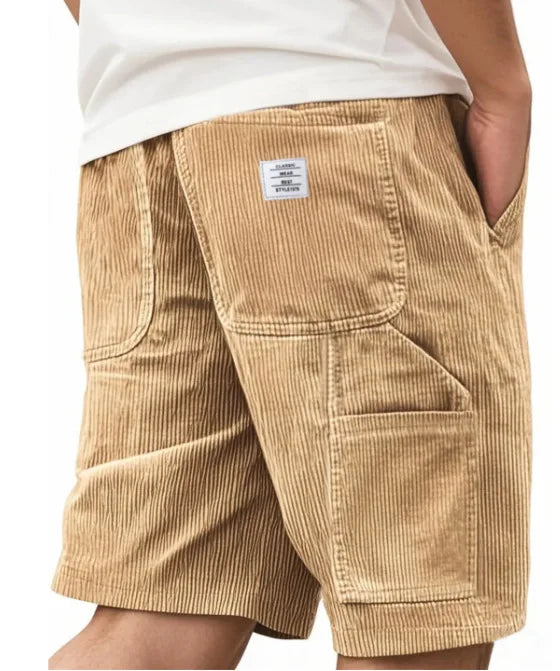 Summer New Men's Corduroy Shorts Fashion American Style Multi Pocket Straight Shorts Embroidered Logo Retro Short Pants For Men