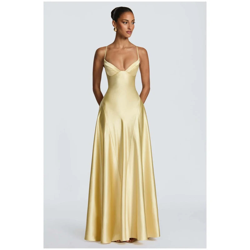 Women Satin One Shoulder Cutout Maxi Dress Elegant Green Ruched Mermaid Slim Fit Flowy Vestido 2026 Lady Summer Evening Dresses