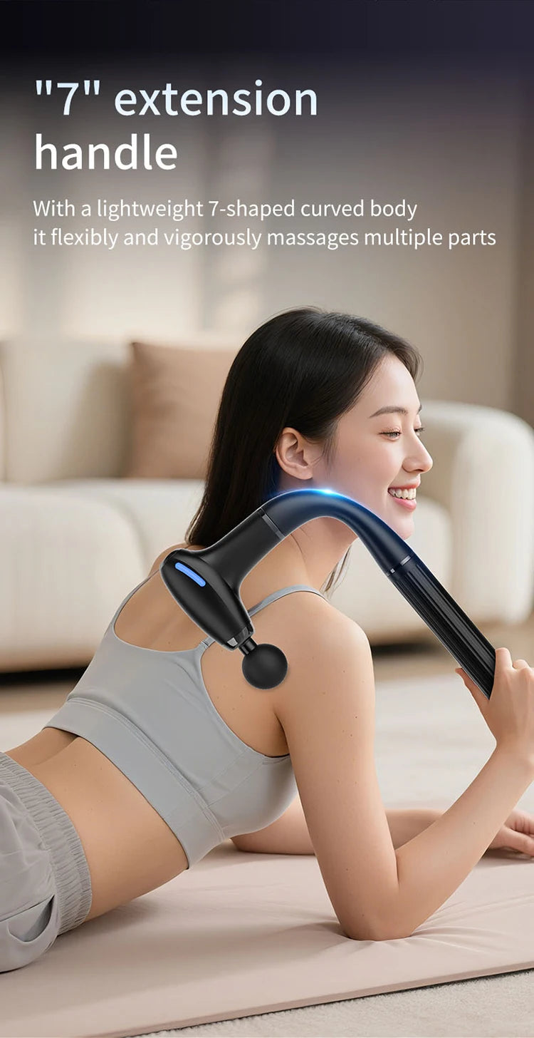 Mulit functional fascia gun with Extended Handle Percussion Back Massager for muscle relaxation  Back Waist Body Massage