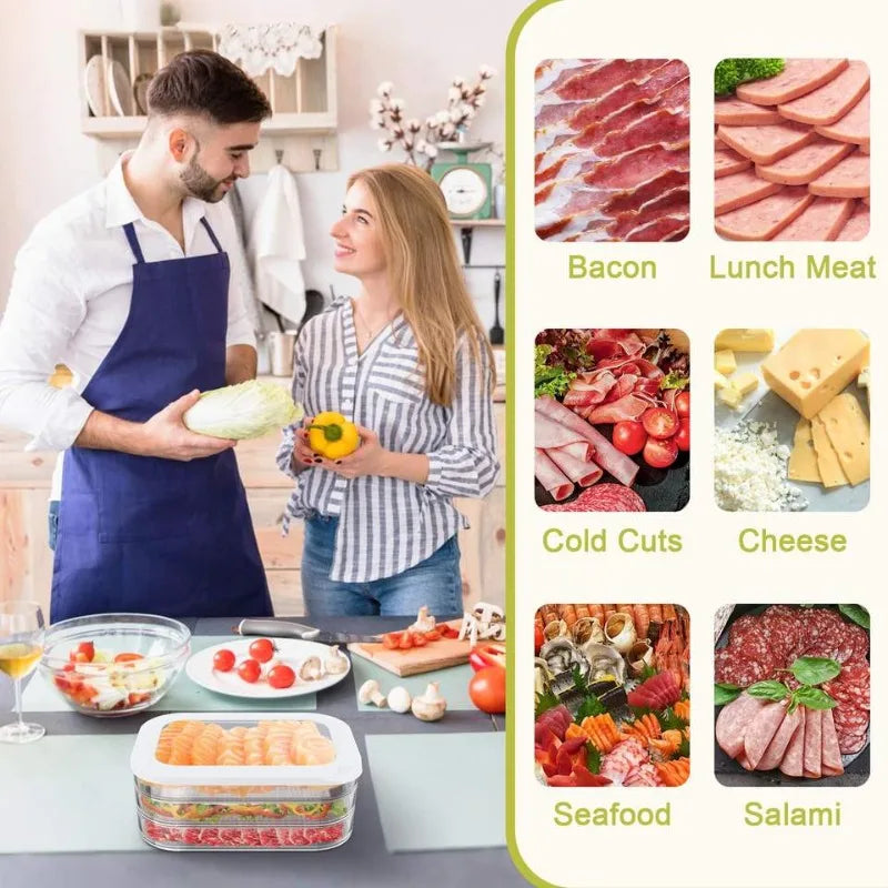 Meal Prep Containers Stackable Food Storage Boxes with Lid Meat Container for Fridge Bacon Lunch Meat Container for Refrigerator