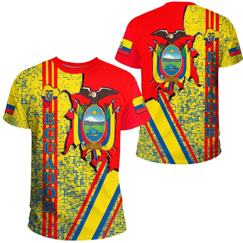 Ecuador Flag 3D Printed T-Shirt Men Women Sportswear Tee Shirts Crew Neck Short Sleeves Kids Summer Casual Street Loose T Shirt
