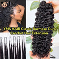Burmese Curly Crochet Human Hair YMS Hair Invisible Burmese Curly Miracle Knots Braid Crochet Feather Human Hair For Braiding