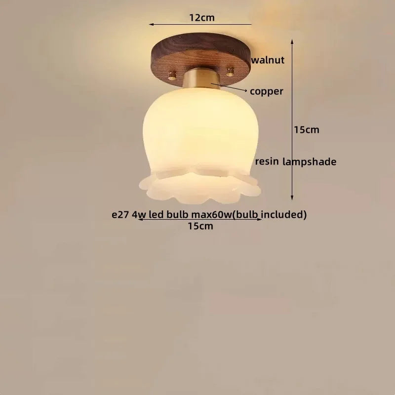 IWHD Walnut Copper LED Ceiling Lights Decoration Aisle Corridor Living Room Light Home Lighting Modern Ceiling lamp Luminaria