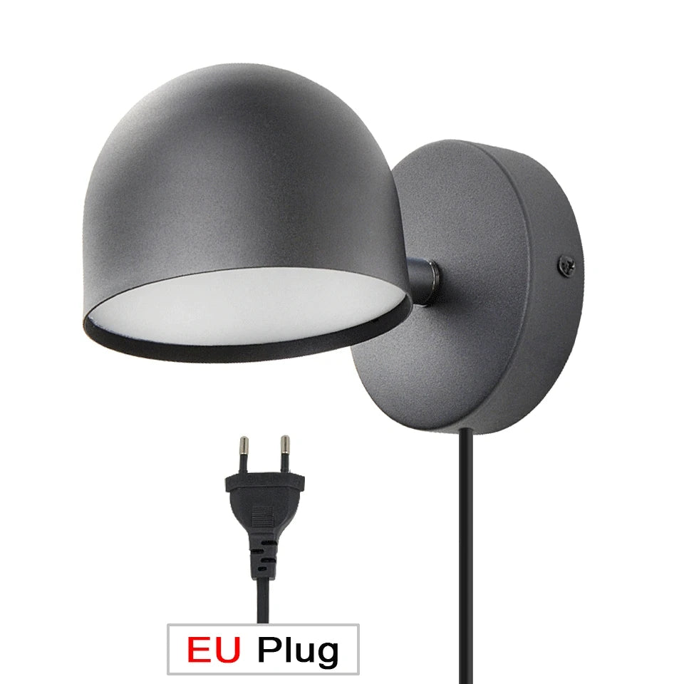 LED Indoor Wall Lamp Touch Dimming Wall Light 350° Rotatable Black White Lamp Hotel Aisle Bedroom Bedside Reading Wall Sconce