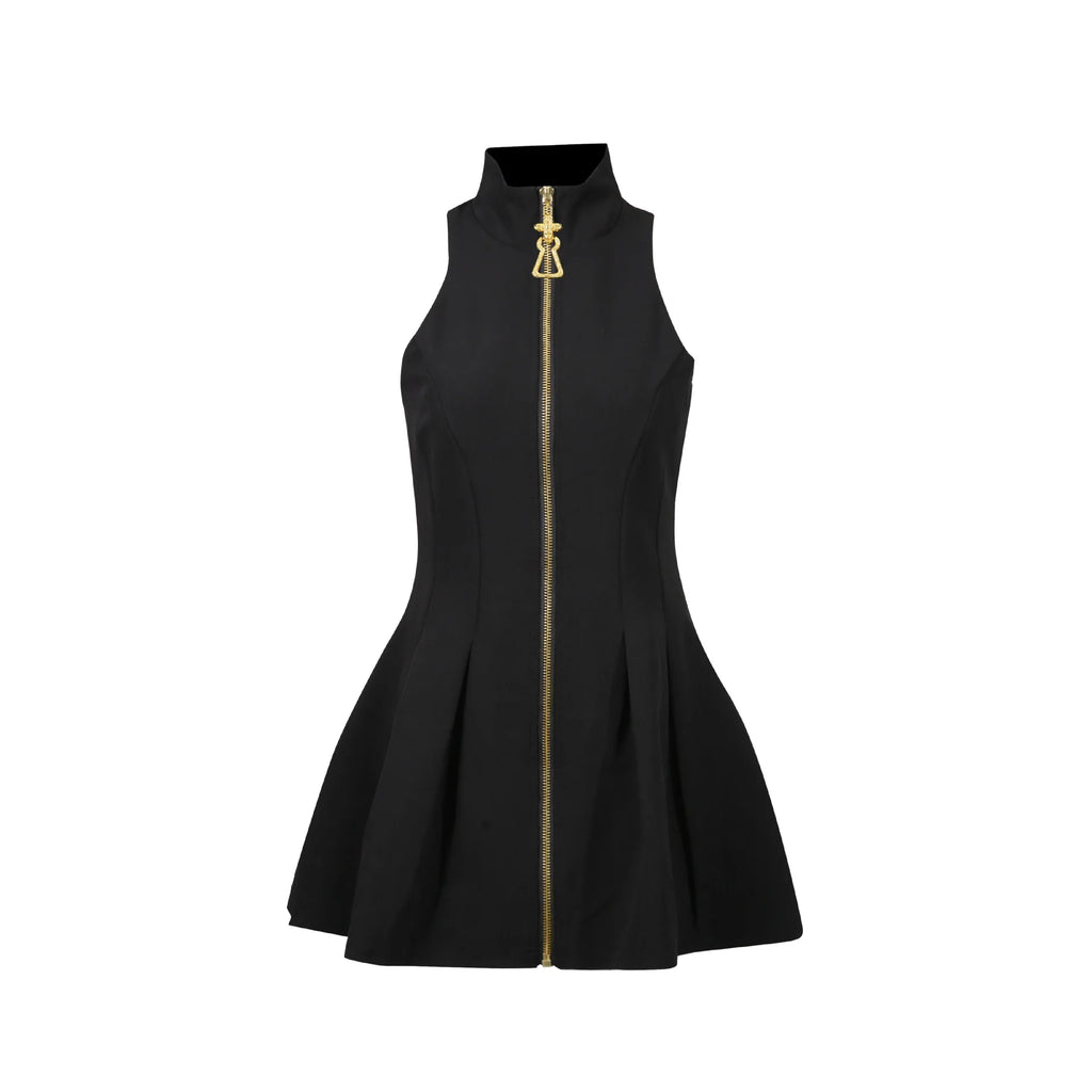 Sexy Pure Desire Vest Short Skirt Women's Dress High Waist No Sleeve round Neck Polyester Fiber Pure Color Autumn New Design