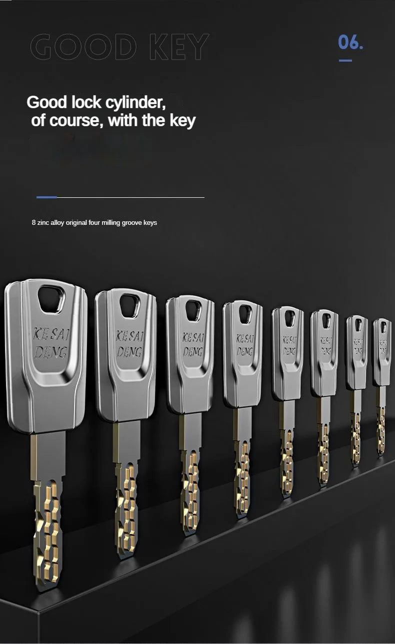 High Quality European Standard Cylinder Super C-level Anti-theft Door All Copper Lock Core, Household All Metal 8pcs Master Keys