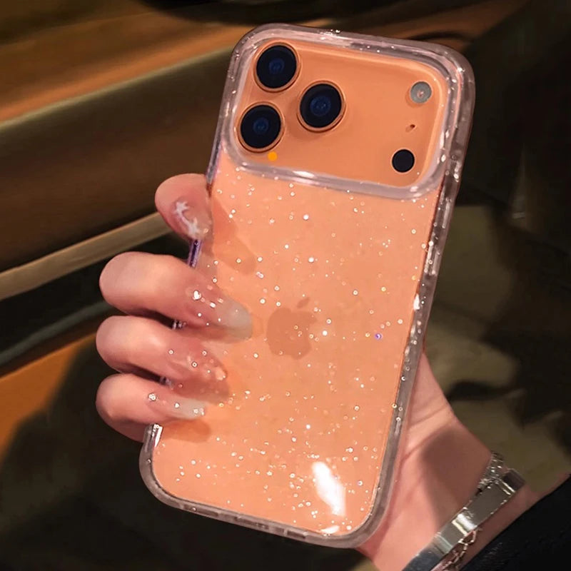 Luxury Glitter Bling Transparent Case For iPhone 18 17 Pro Max 17 Air 11 12 13 14 15 16 Pro Max X XR XS 7 8 Shockproof TPU Cover
