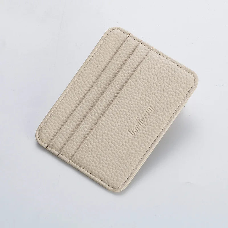1Pcs Lychee-Patterned Ultra-Thin Card Holder with Id Window, Multi-Card Slot Mini Portable Card Holder with Coin Compartment, Unisex Daily Card Holder