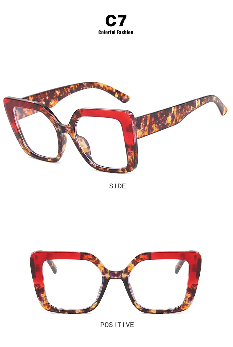 Oversized Square Frame Classic New Fashion Glasses Women Men Luxury Brand Designer Computer Games Anti-Blue Light Eyewear Unisex
