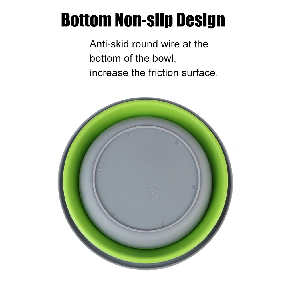 Folding Lunch Box Bowl Sets Silicone 3Pcs/Set Food Container Tableware Set Foldable Salad Bowl with Lid Portable