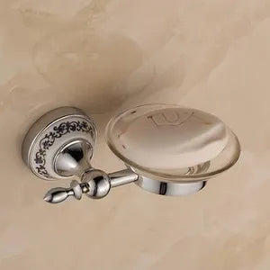 Luxury Towel Rack Wall Mounted Bathroom Accessories Set Ceramic Stainless Steel  Bath Hardware Sets Chrome Toilet Brush Holder