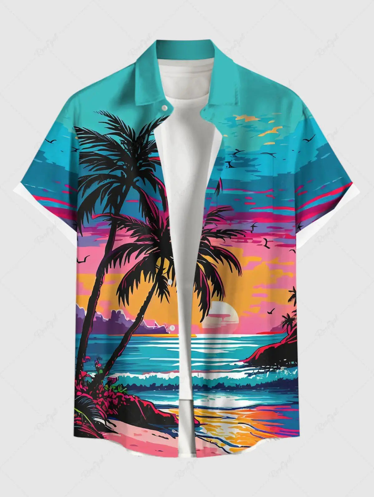 2025 Summer Holiday Men's Hawaiian Shirts 3D Printed Short Sleeved Button Down Lapel Shirt Oversized Casual Aloha Shirts Men