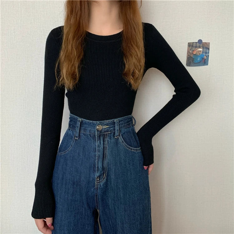 2026 Basic Tops Women Sweater Autumn Winter Long Sleeve Pullover Fashion O-neck Elastic Female Winter Solid Knitted Jumper
