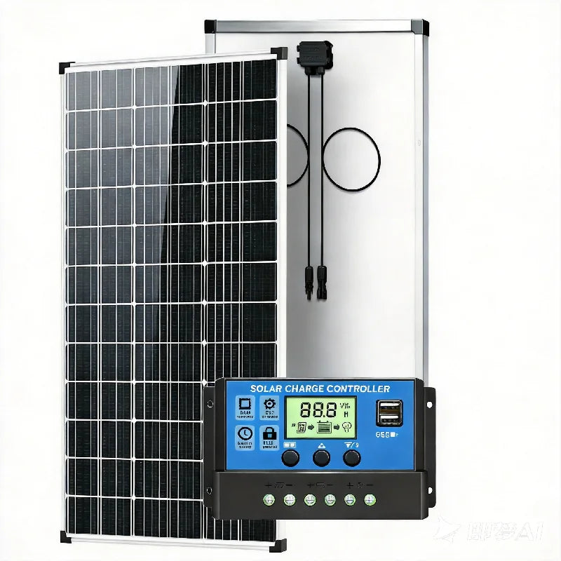 AeternaSol 400W/200W Watt 25% High-Efficiency PV Power for Home Rooftop 18B N-Type Solar Panel 12V Monocrystalline Solar Panel 18BB Cells High Efficiency Module RV Marine Boat Caravan Off Grid Monocrystalline Solar Panels Cha